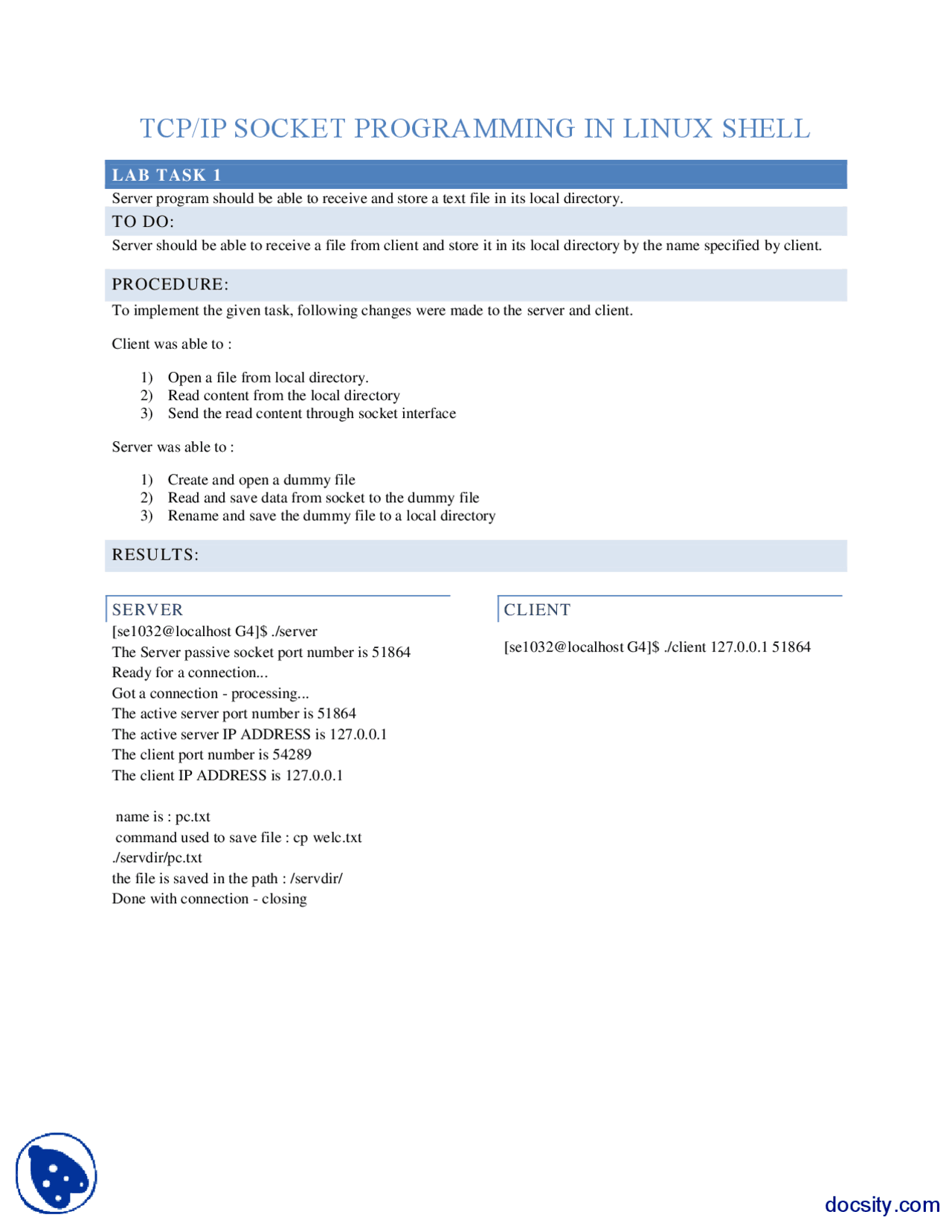 TCP IP Socket Programming-Computer Networks and Programming-Lab Task ...