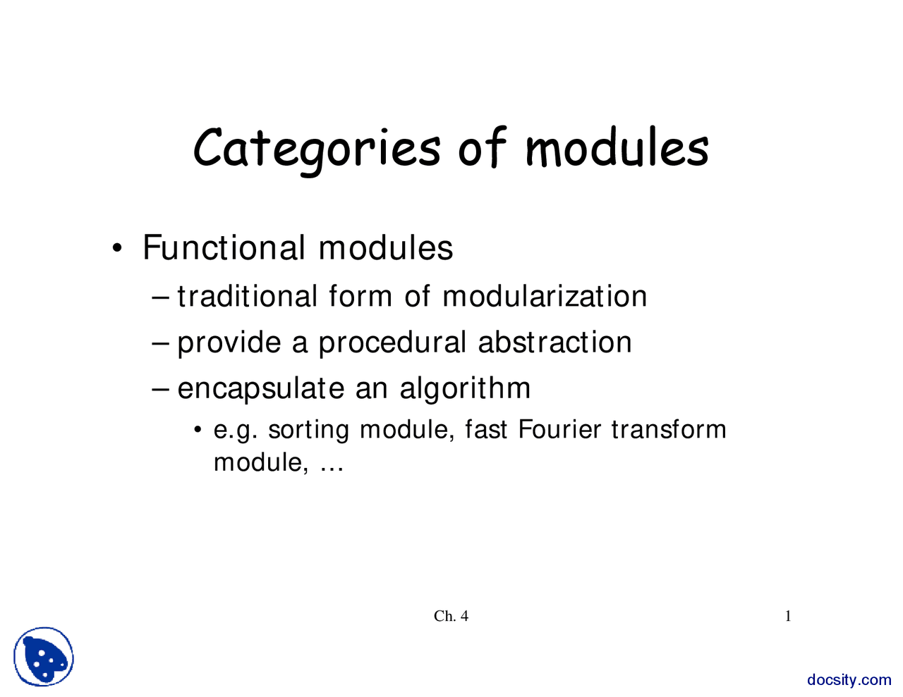 Categories Of Modules-Design and Analysis Using Object Orientation ...