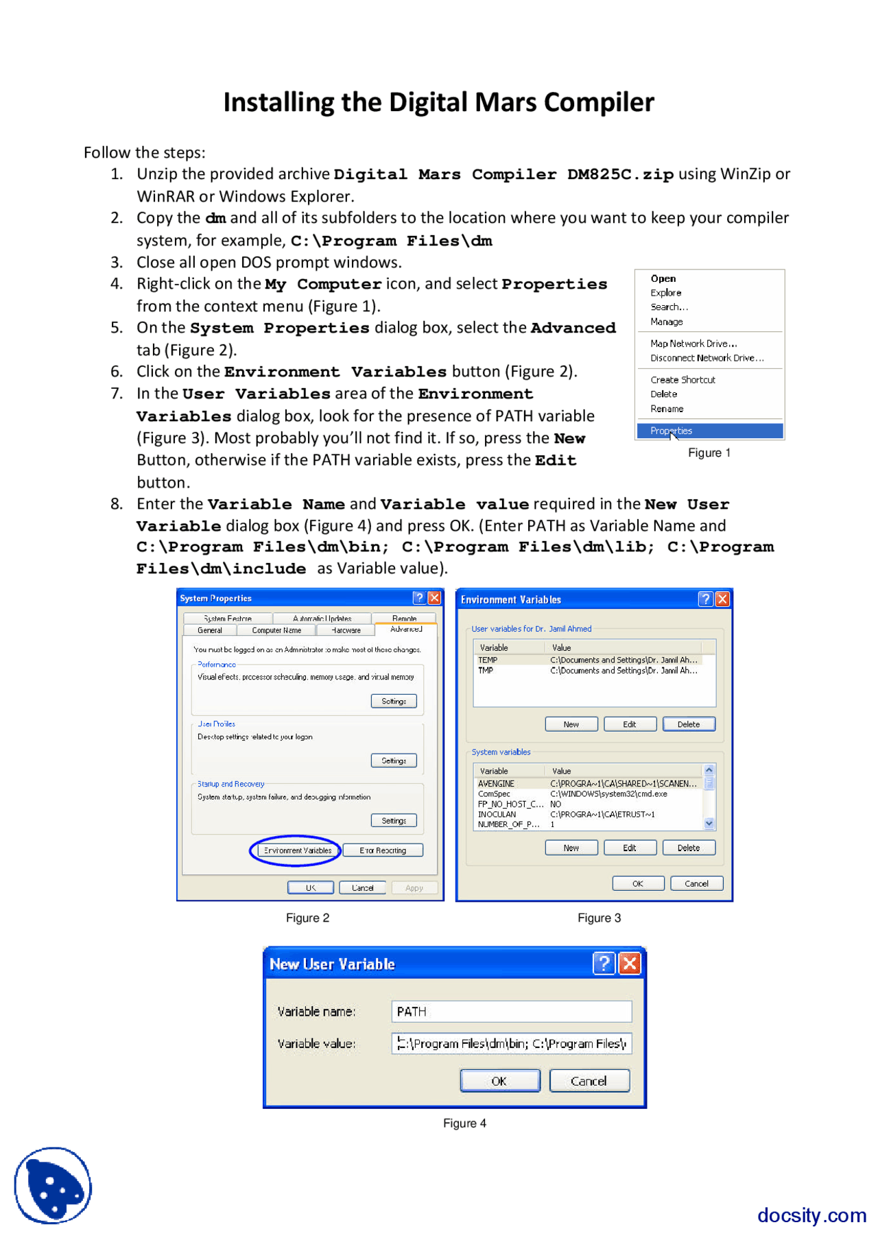 Installing Digital Mars Compiler-Computer Skills-Handout - Docsity