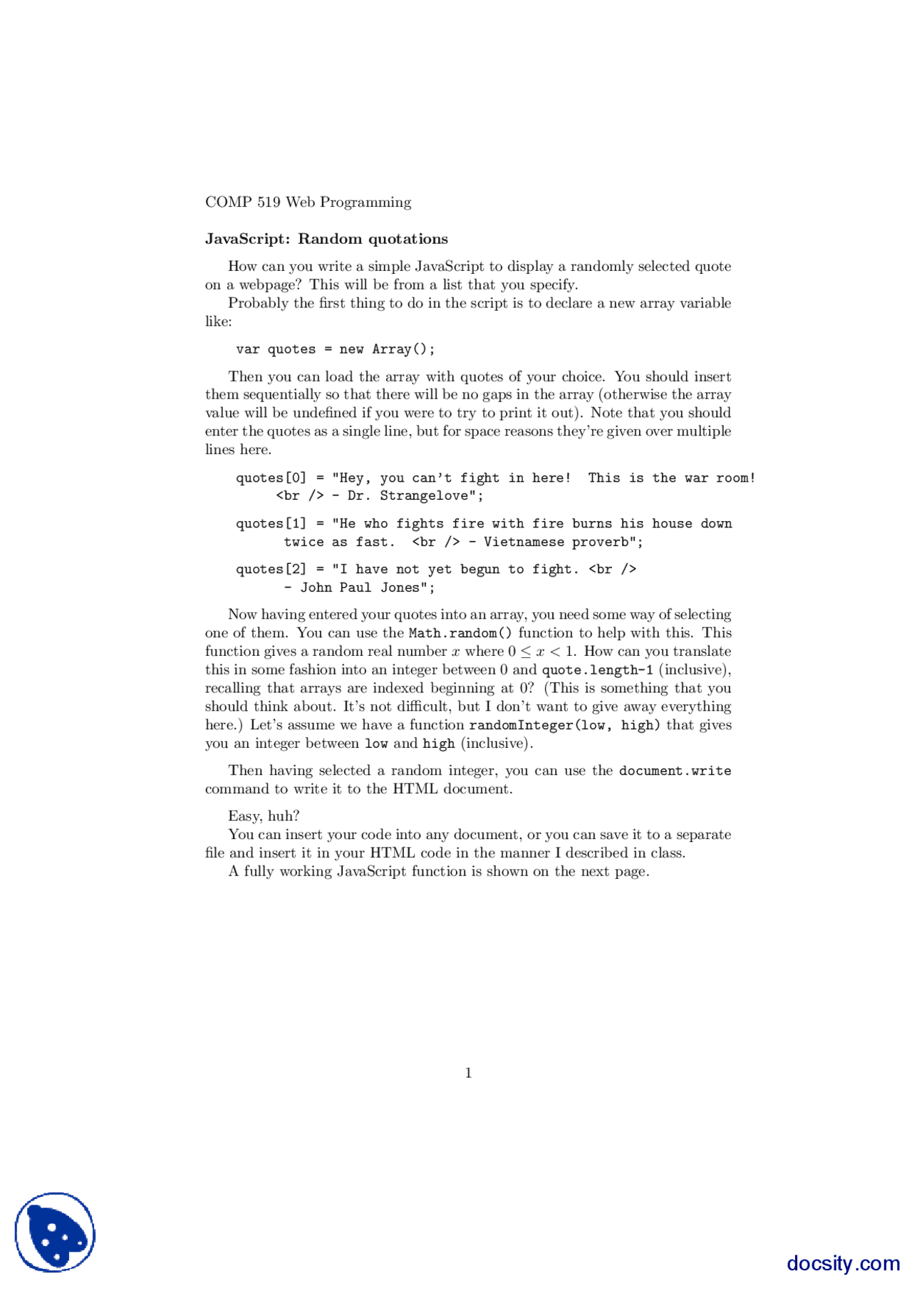 JavaScript Example-Web Programming-Handout | Exercises Web Programming ...