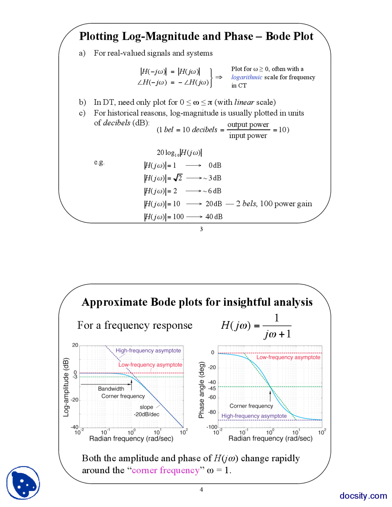 The Bode Plot Magnitude and Phase-Transforms In Signals And Systems ...