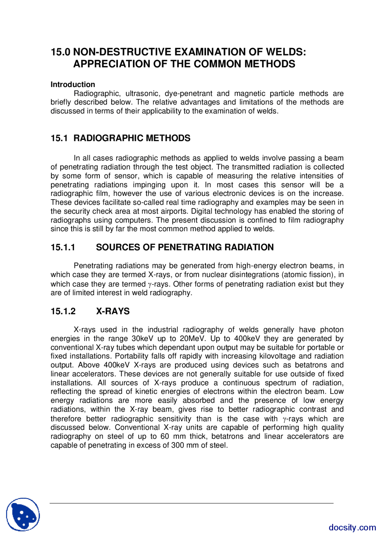 Non Destructive Examination of Welds-Welding Inspection Technology