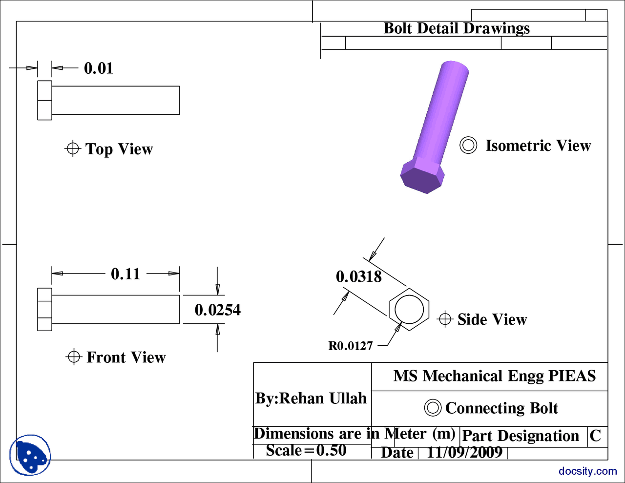 Bolt Detail Drawings-Modified Drawing-Lecture Handout - Docsity