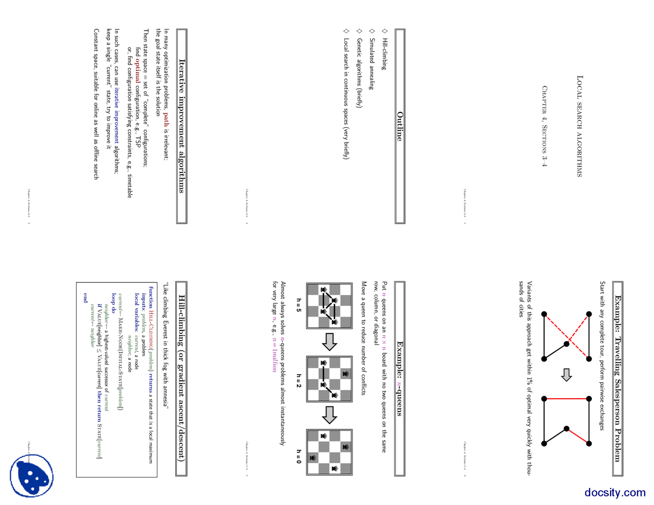 Local Search Algorithms-Artificial Intelligence-Lecture Slides - Docsity
