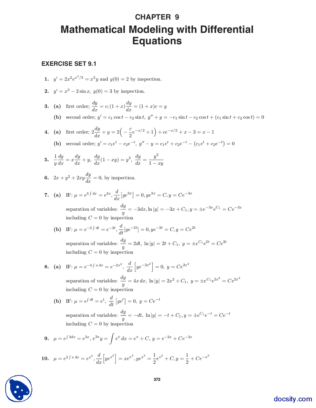 Differential Equations Mathematics Statistics And Calculus Solution Manual Docsity