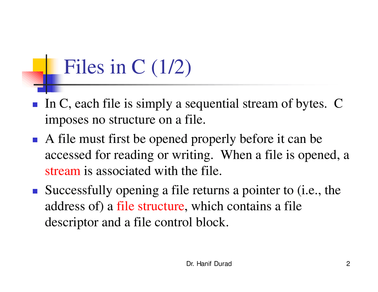 File Handling in C-Introduction to Programming-Lecture Slides - Docsity