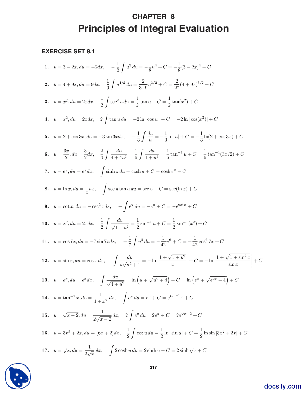 Integral Evaluation Mathematics Statistics And Calculus Solution Manual Docsity