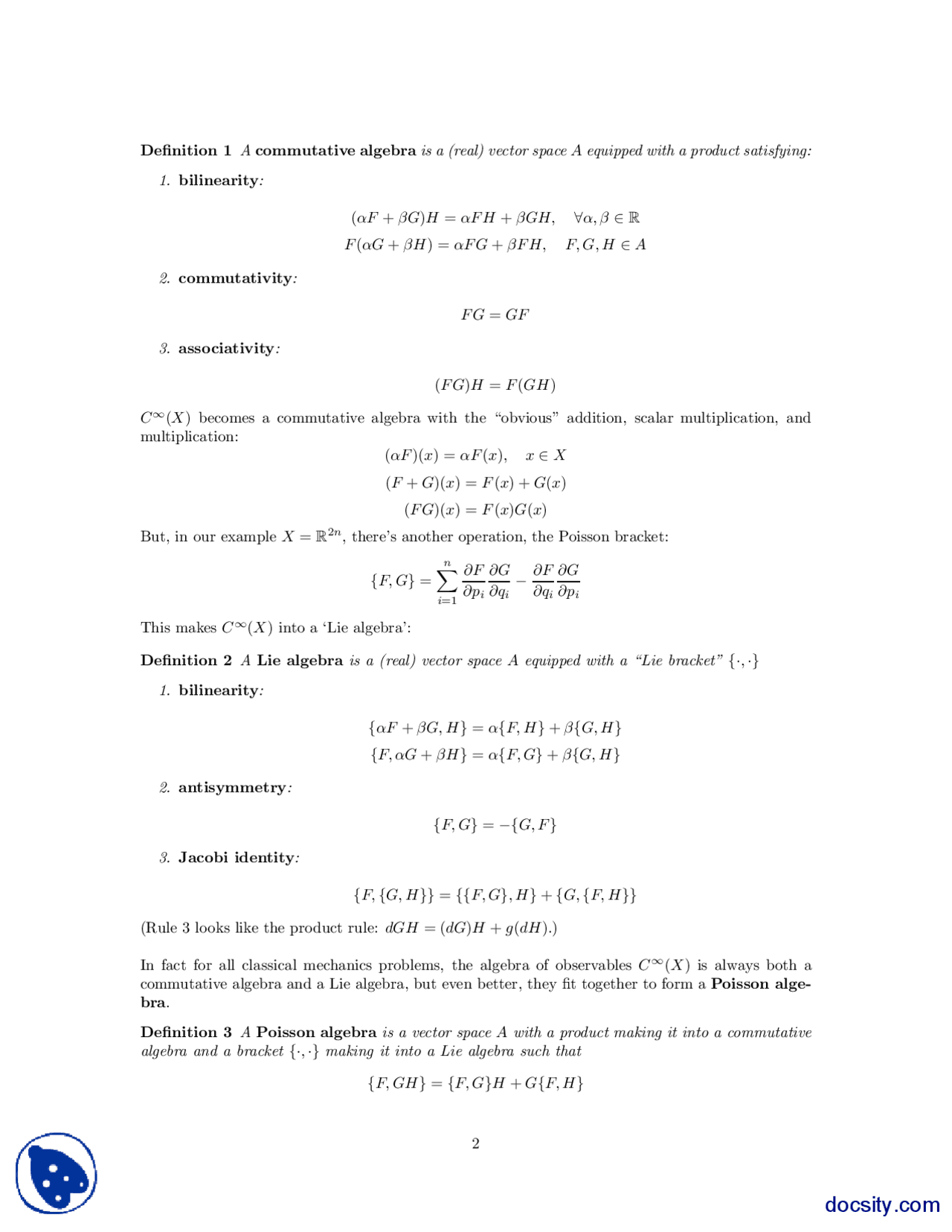 The Poisson Bracket Classical And Relativistic Mechanics Lecture Handout Docsity The Poisson Bracket Classical And Relativistic Mechanics Lecture Handout Docsity