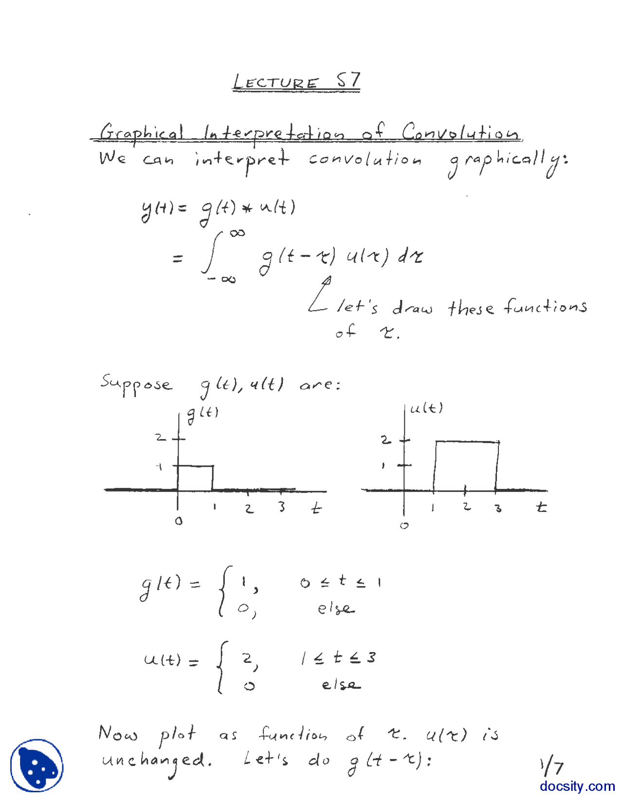 Convolution Graphical Interpertation-Signal and Systems-Lecture Handout ...