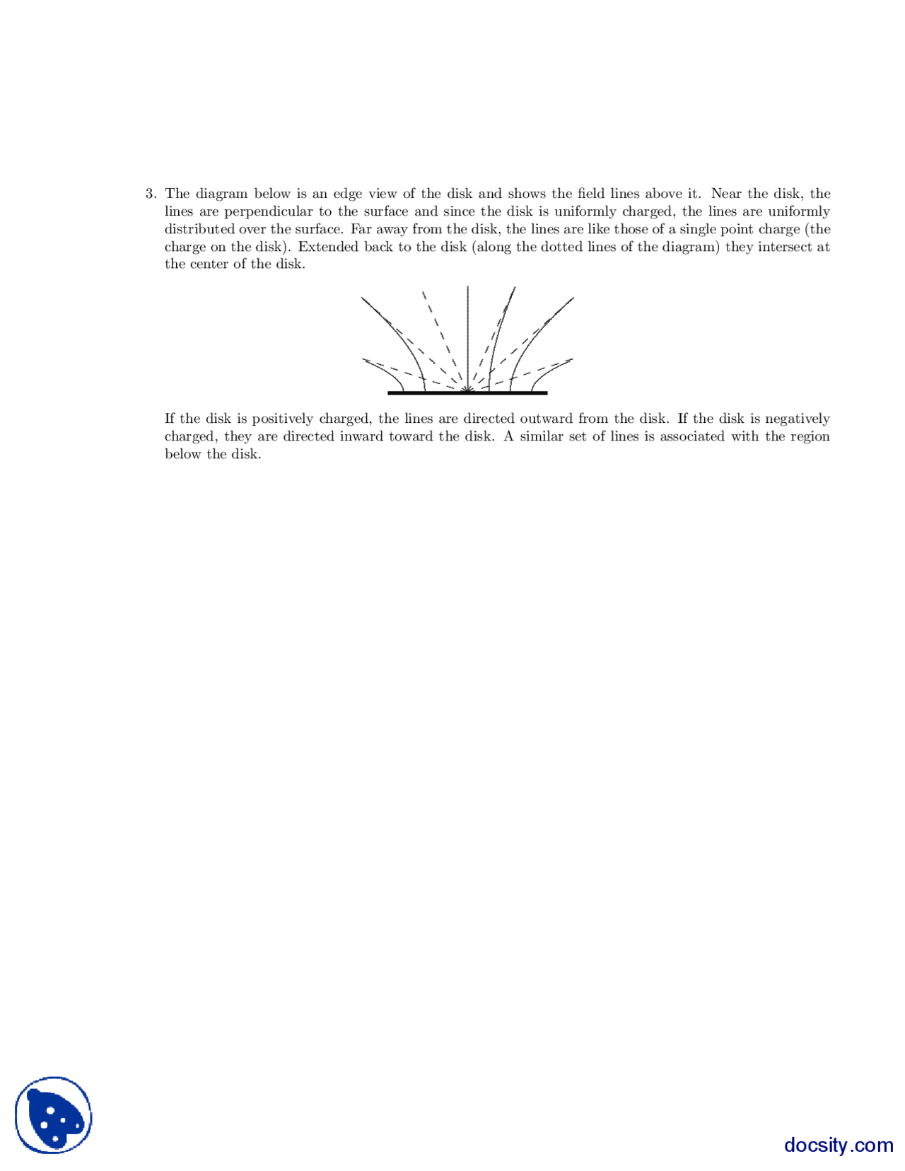 Diagram of the edge view of the positive and negative disk - Docsity