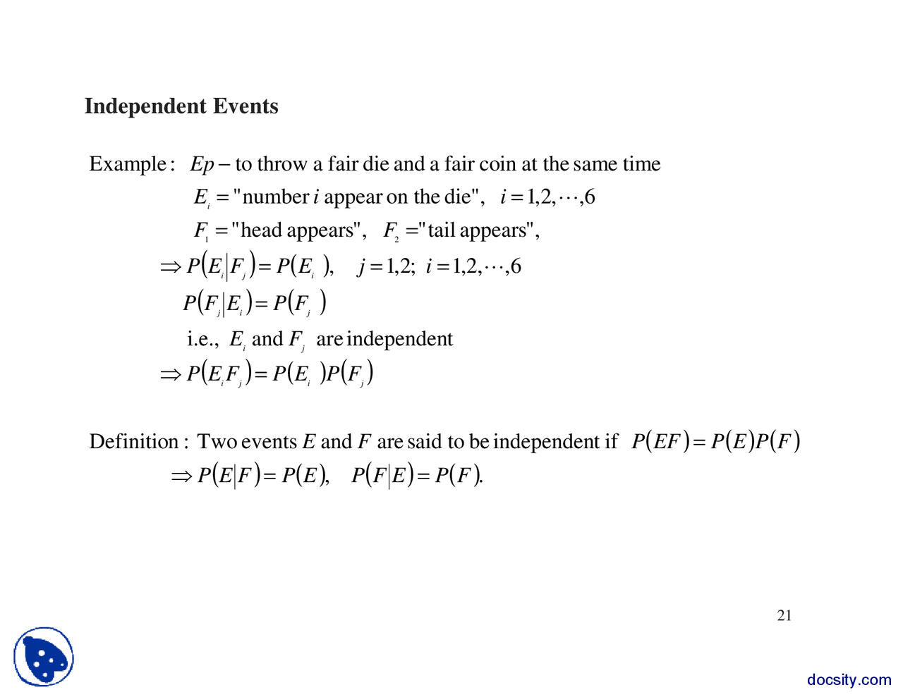 Independent Events-Probability Theory And Random Processes-Lecture ...