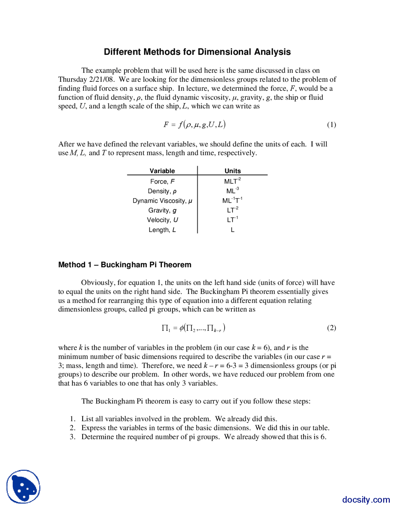 Different Methods For Dimensional Analysis-Fundamentals of Design ...
