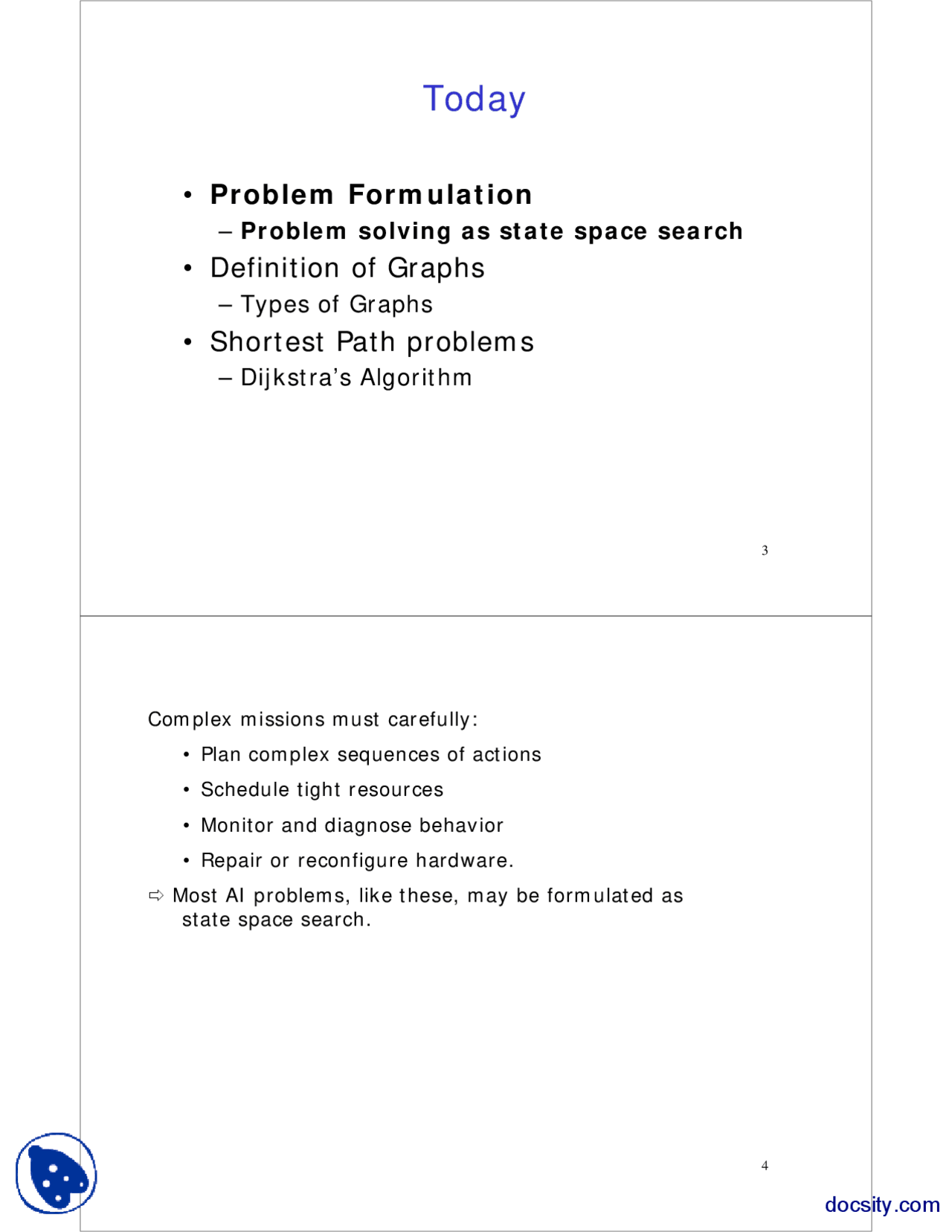 Types of Graphs and Dijakstra's Algorithm: Problem Formulation - Docsity