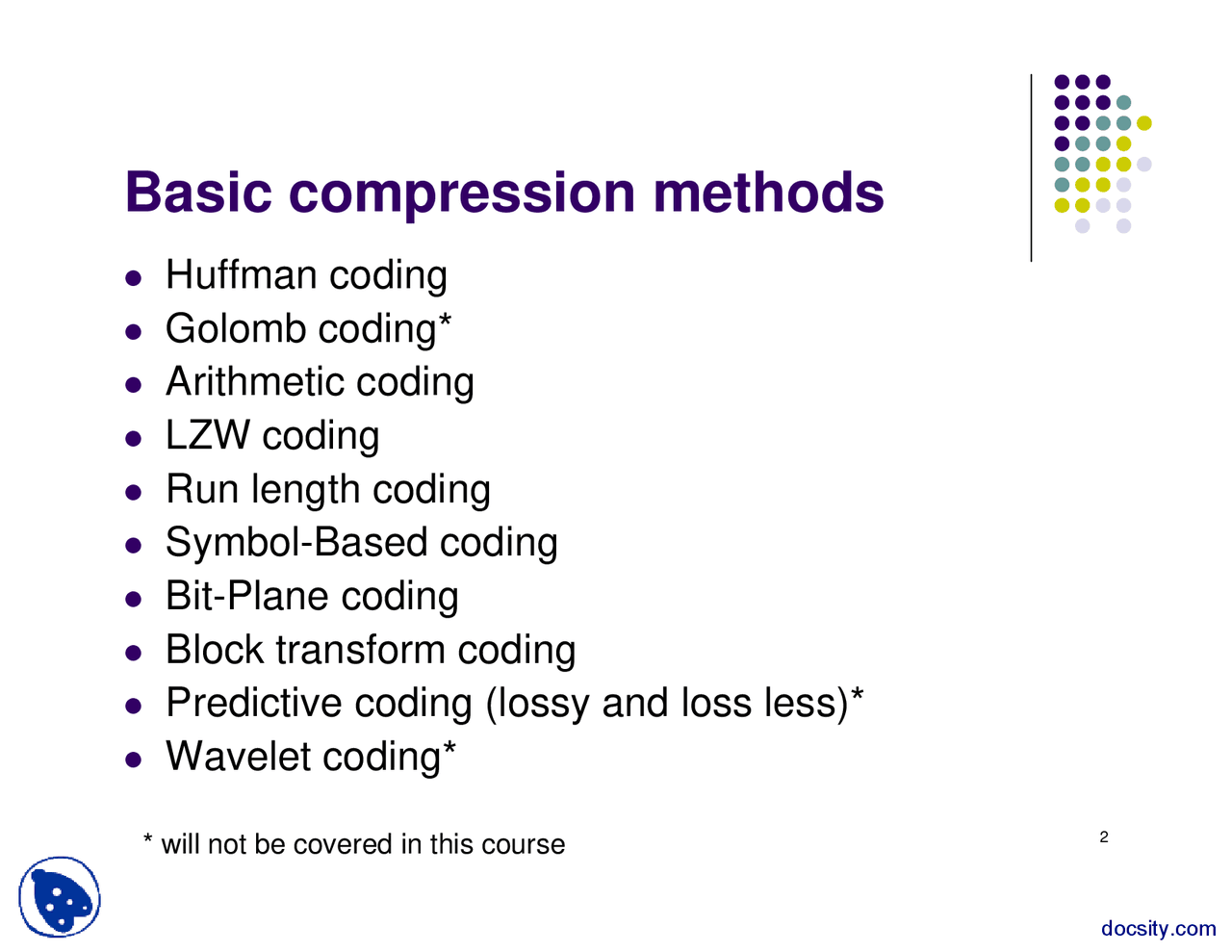 Basic Compression Methods-Colors Pictures And Digital Image Processing ...