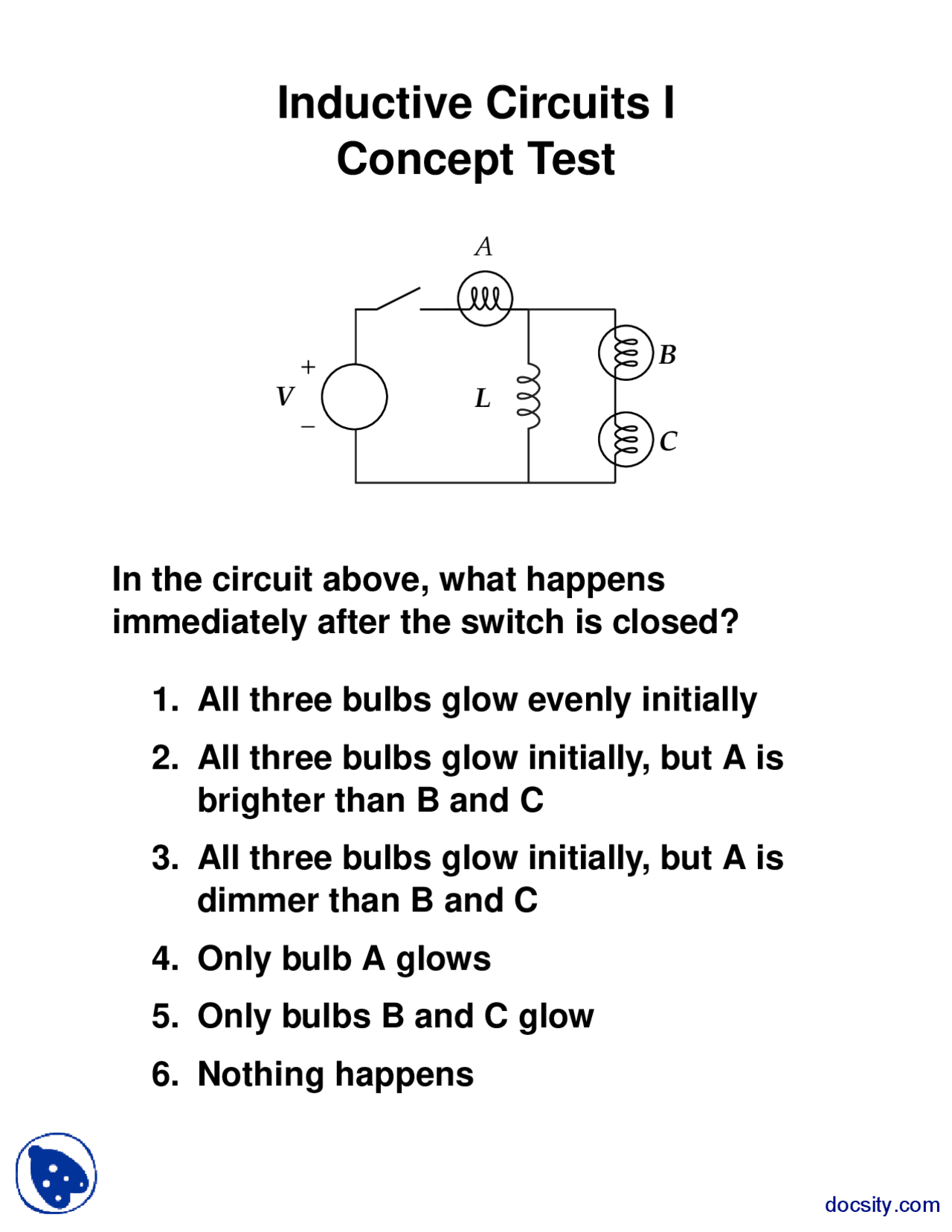 Inductive Circuits-Signal and System Theory-Lecture Handout - Docsity