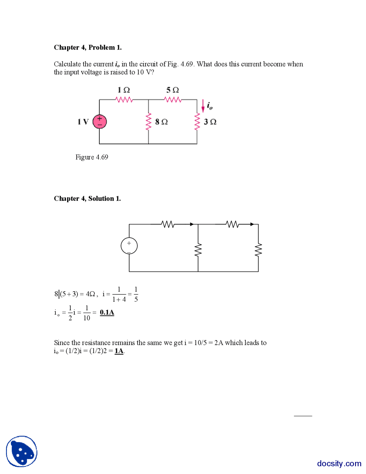 Chapter 04 Electrical Circuit Analysis Problem Solutions Docsity