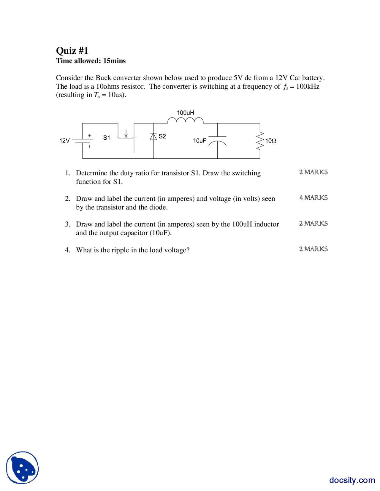 Duty Ratio Buck ConverterElectrical Engineering And Power Electronics