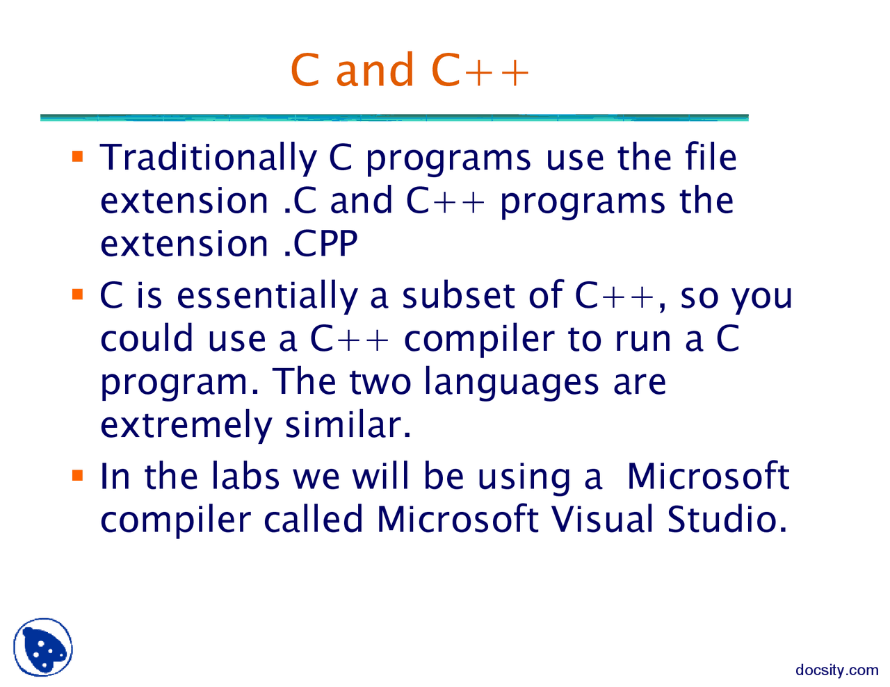 C and Cpp-Programming-Lecture Slides - Docsity