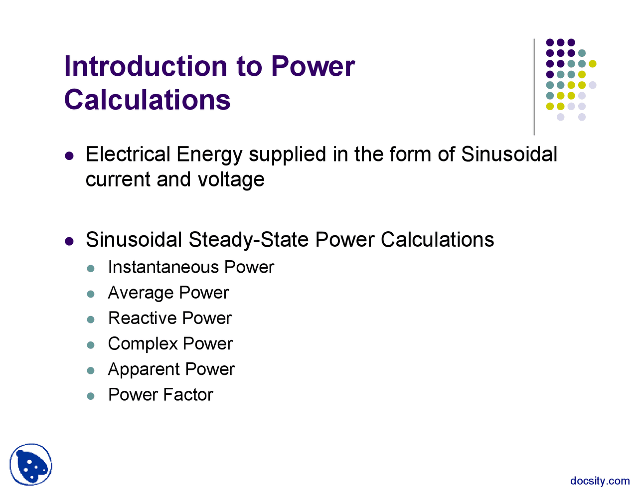 Power Computation Introduction to Power Calculations-Advanced Circuit Analysis-Lecture ...