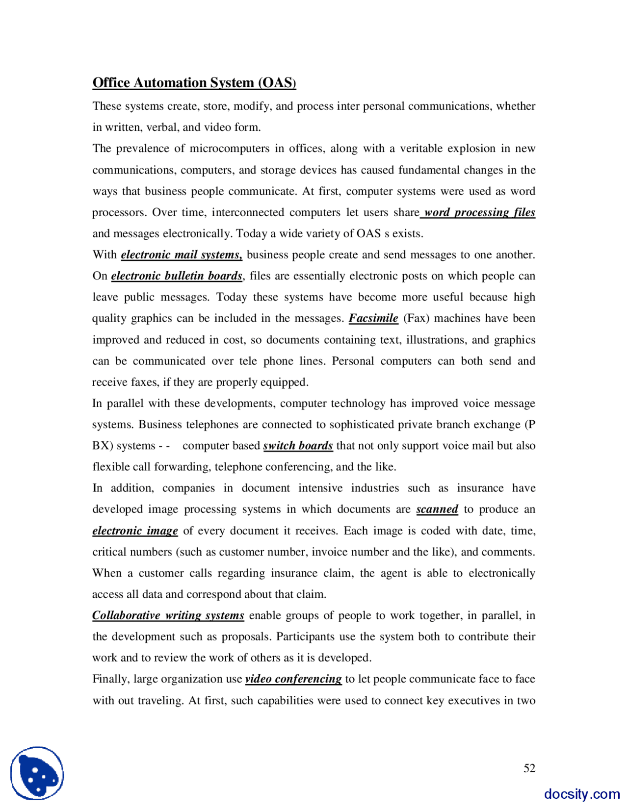 Unit One Office Automation Notes.pdf Office Automation System Part 1-Management Information System-Handout ...
