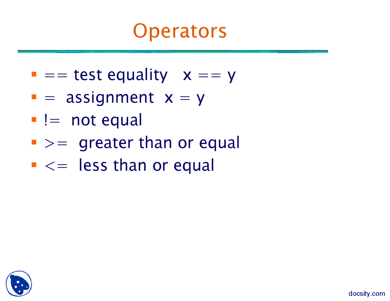 Operators-Programming-Lecture Slides - Docsity