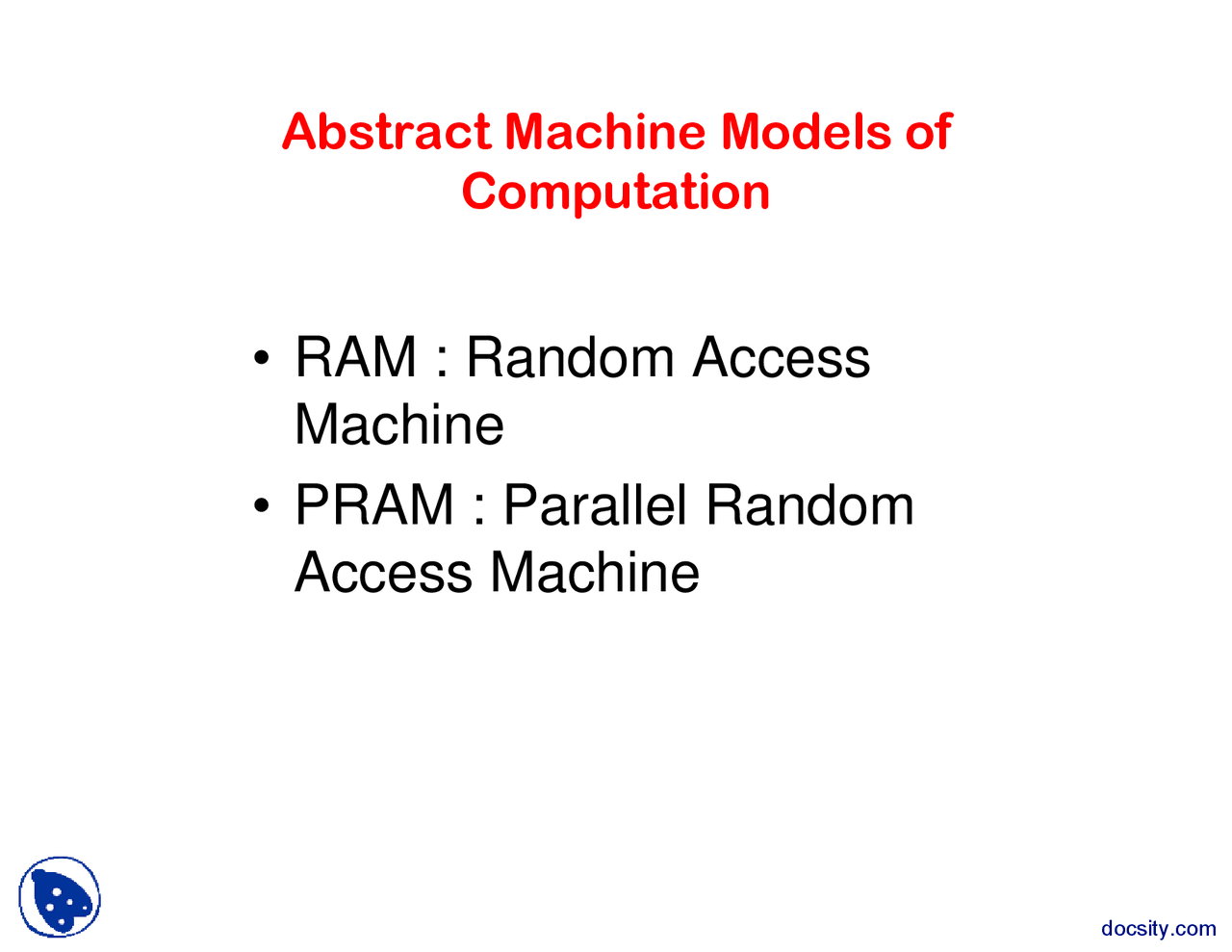 Abstract Machine Models of Computation-Parallel Processing-Lecture ...