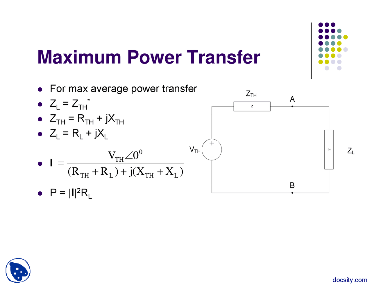 Maximum Power Transfer-Advanced Circuit Analysis-Lecture Slides - Docsity