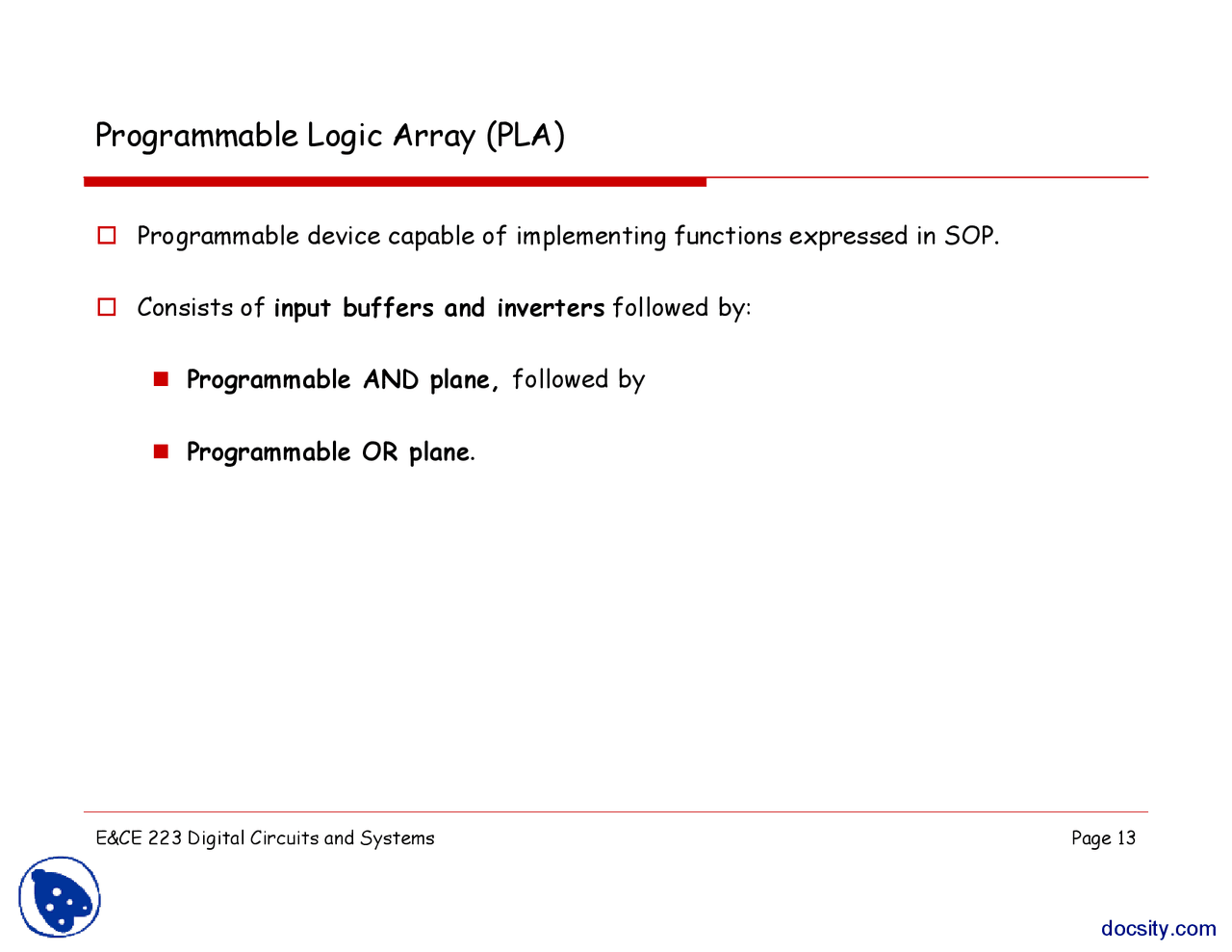 Programmable Logic Array-Programming and Computer Logic Design-Lecture ...