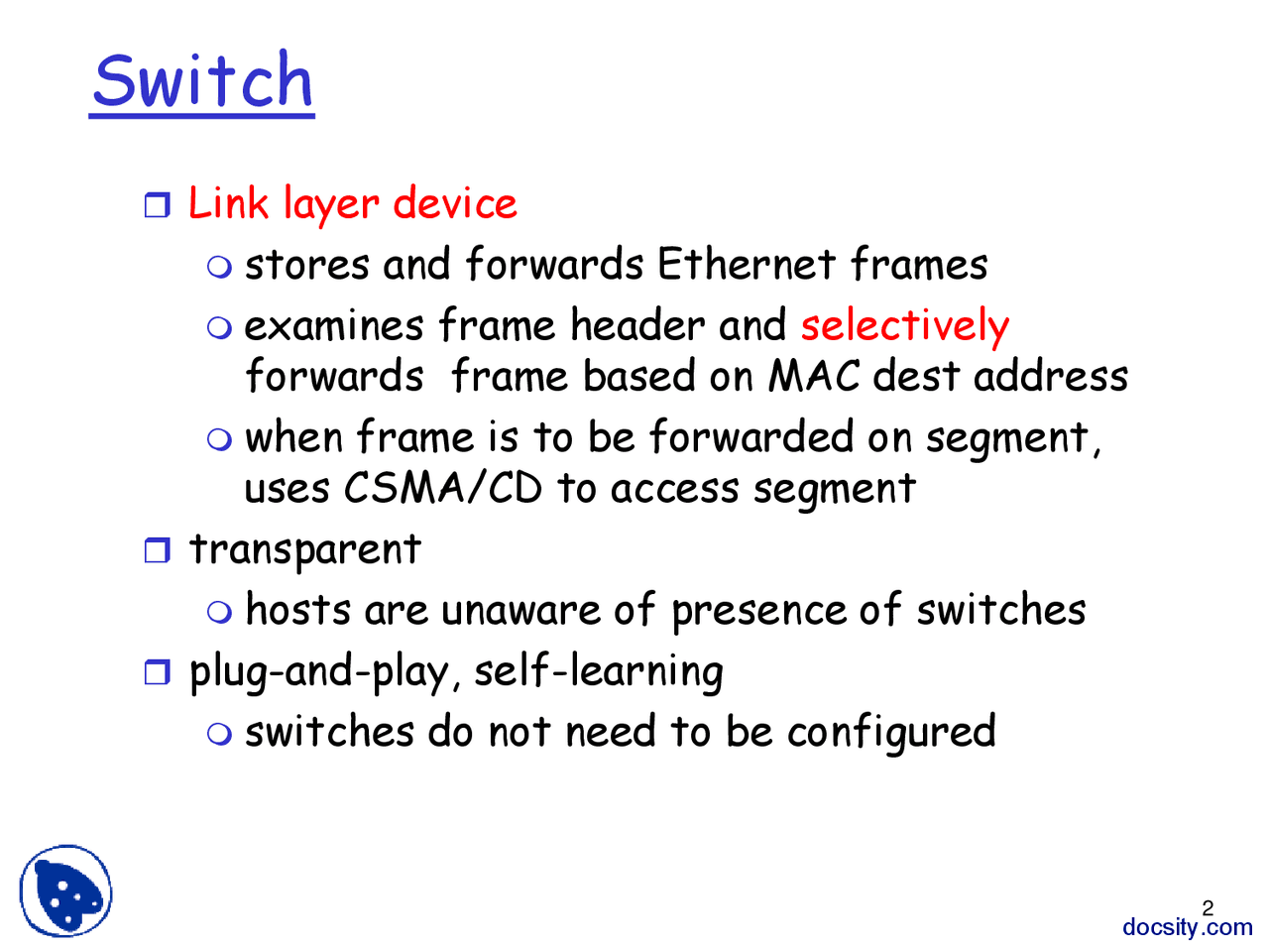 Switch-Computer Networking and Multimedia Applications-Lecture Slides ...