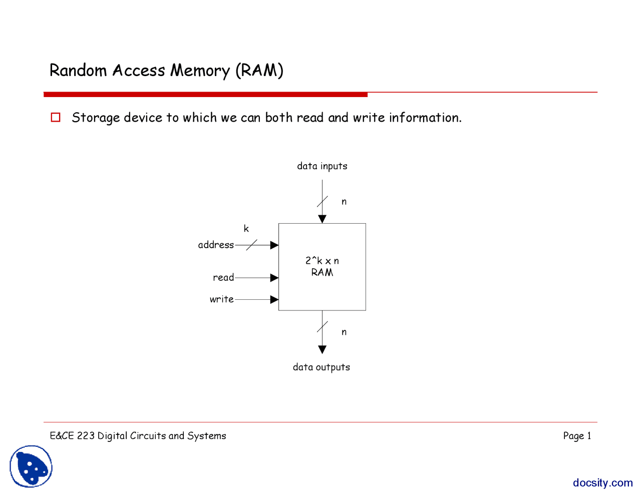 Random Access Memory-Programming and Computer Logic Design-Lecture ...