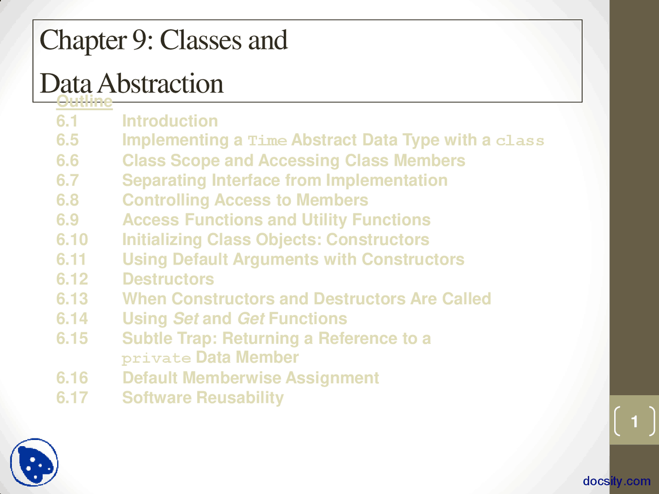 Classes Part I-Advanced Programming for Engineers-Lecture Slides - Docsity