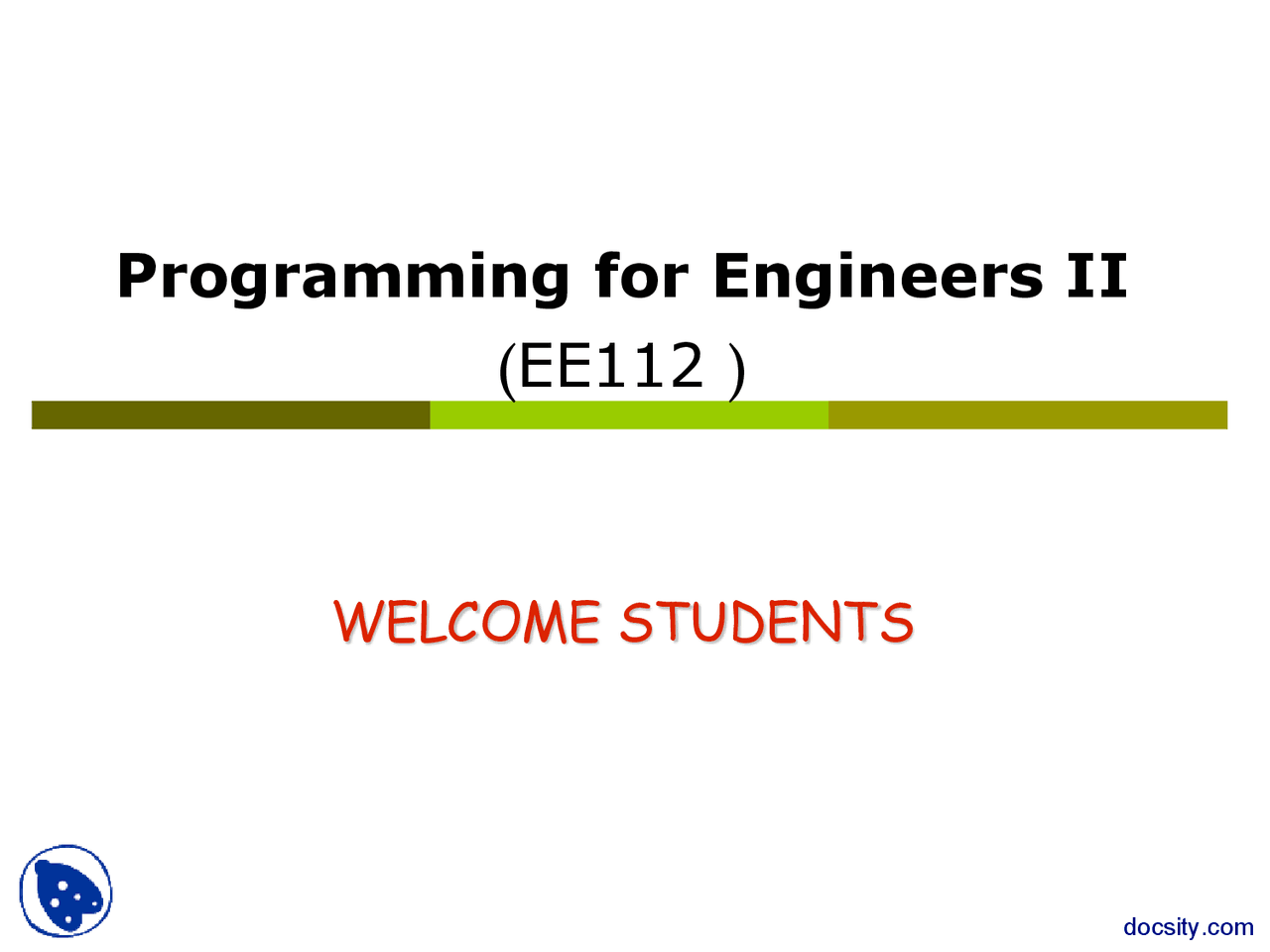 Introduction-Programming For Engineers II-Lecture Slides - Docsity