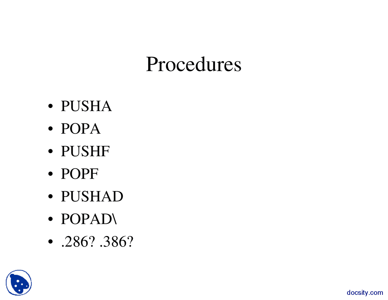 Procedures Part 2-Assembly Language Programming-Lab Slides - Docsity