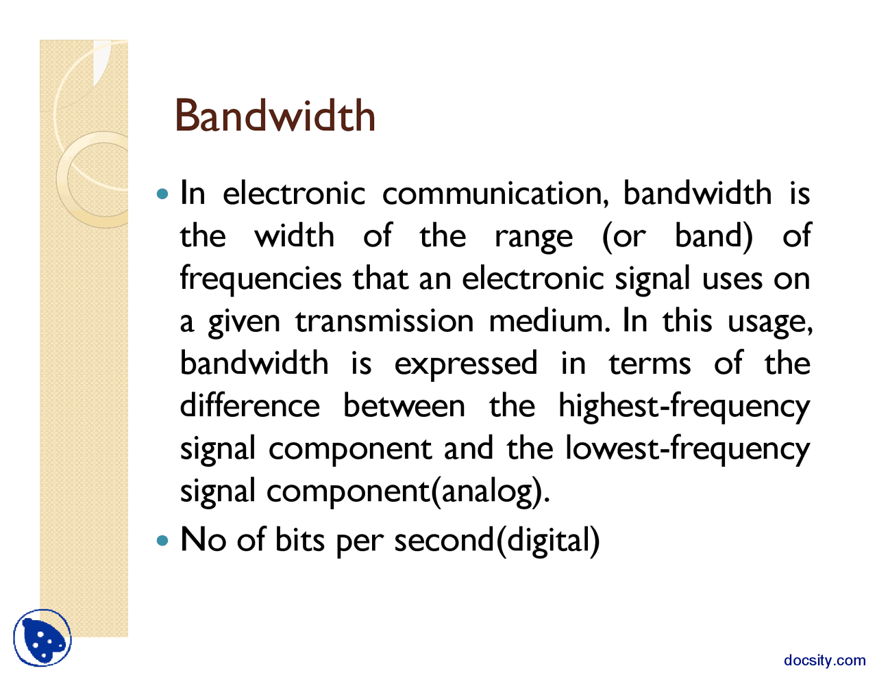 Bandwidth-Advanced Data Communication Systems-Lecture Slides - Docsity