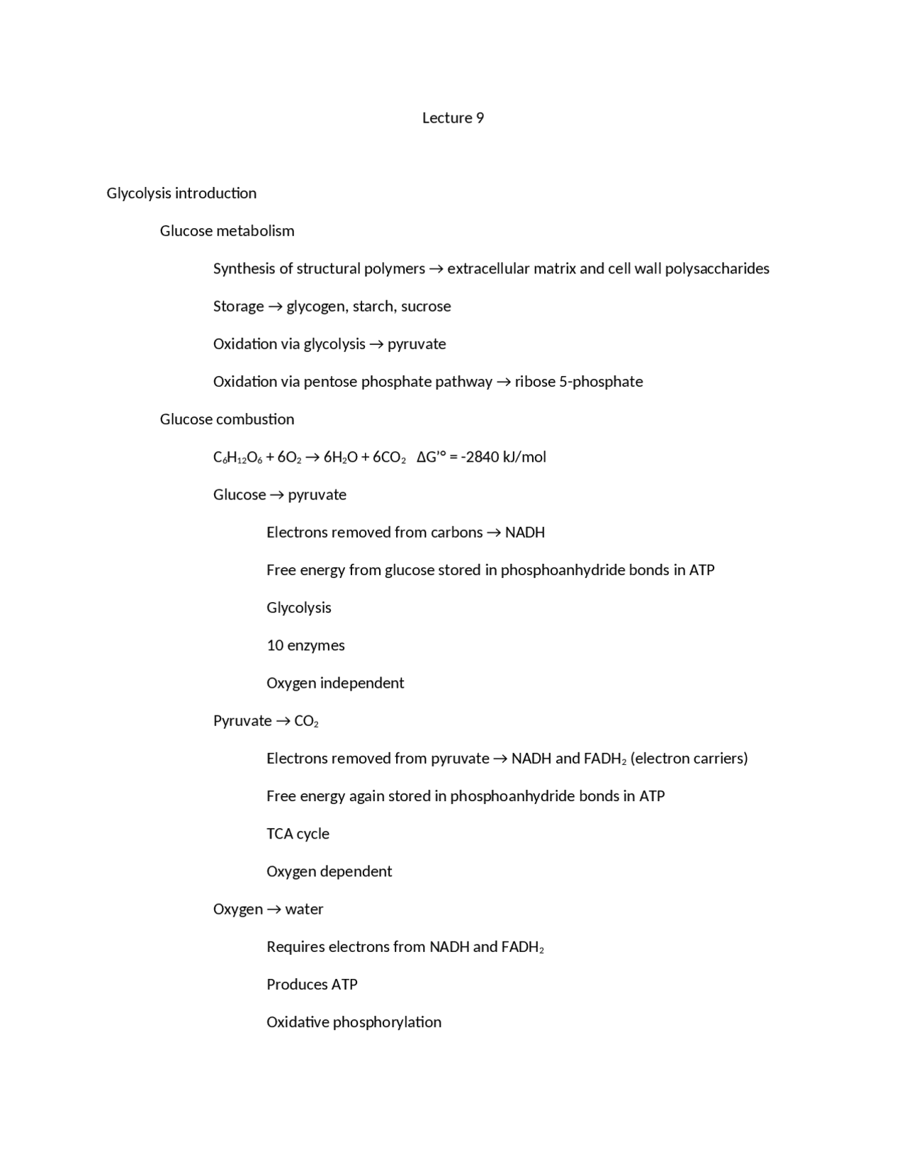 Notes on Introduction to Glycolysis BC 351 Docsity