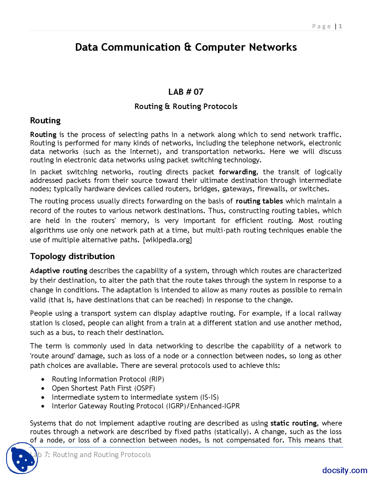 Routing And Routing Protocols-Networking and Computer Networks-Lab ...
