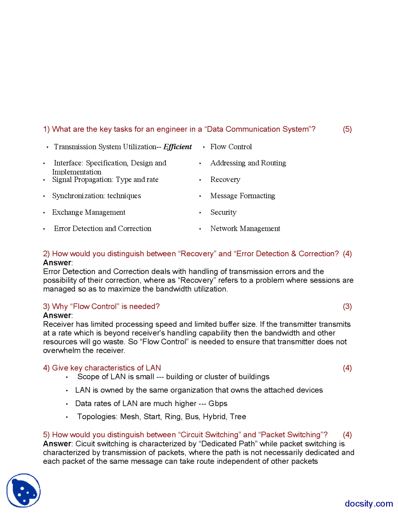 Recovery, Error Detection and Correction-Wireless Networking, LAN and ...