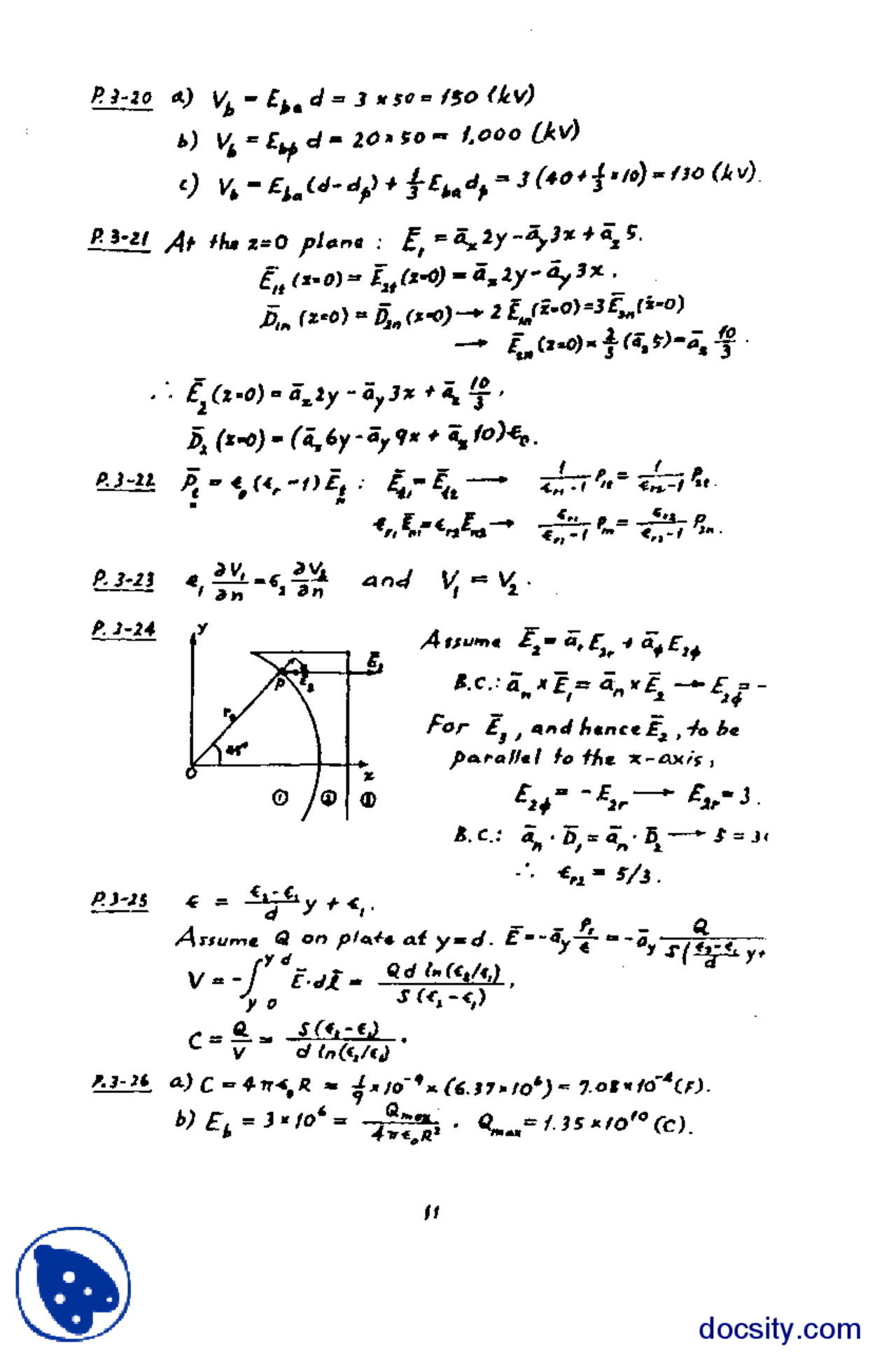 Field And Wave Electromagnetic 2e Chapter 3 Elecctromegnatic Theory Solution Mannual Docsity