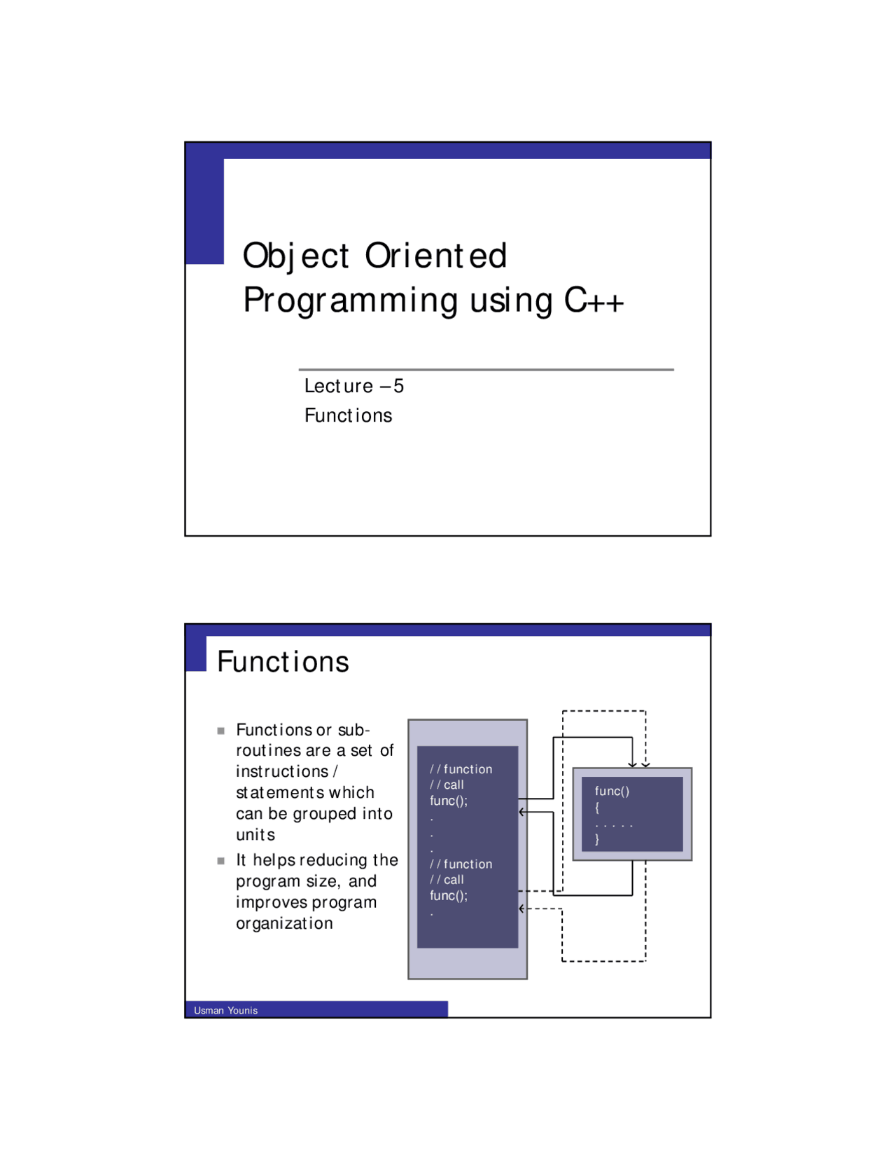 Functions-Object Oriented Programming-Lecture Slides - Docsity