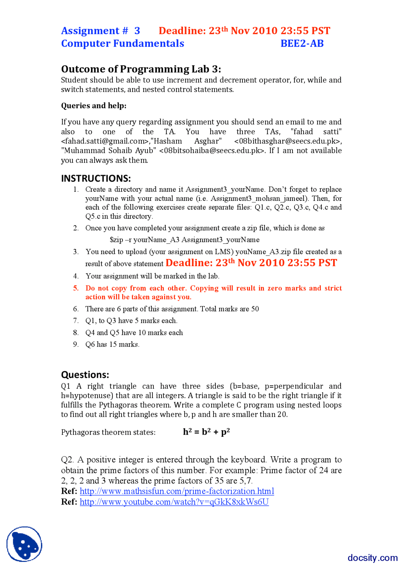 computer fundamentals assignment - coursework -... Directory Part 2-Computer Fundamentals-Assignment - Docsity