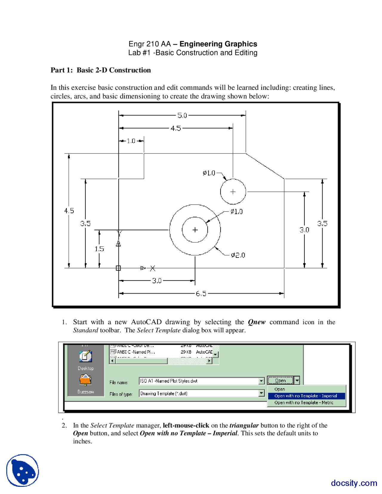 Computer Aided Drafting Lab Basic 2D Construction-Computer Aided Drawing-Lab Assignment | Exercises ...