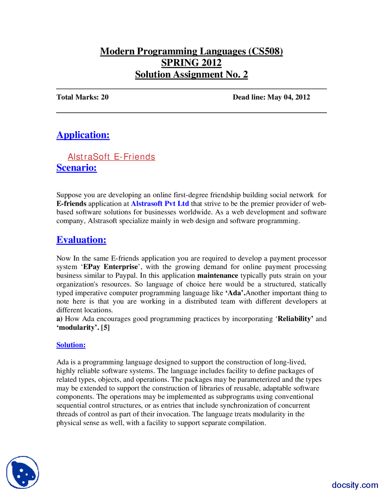 Modularity And Reliability For An Application-Modern Programming ...