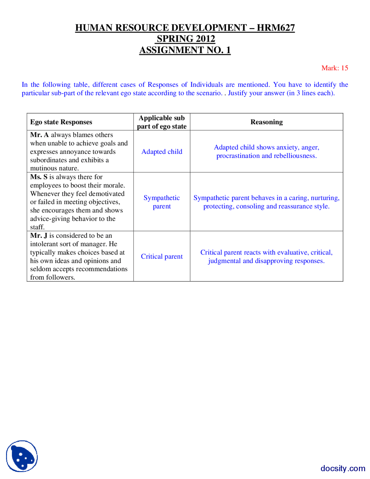 Human Resource Assignment Human Resource Management-Management-Assignment Solution - Docsity