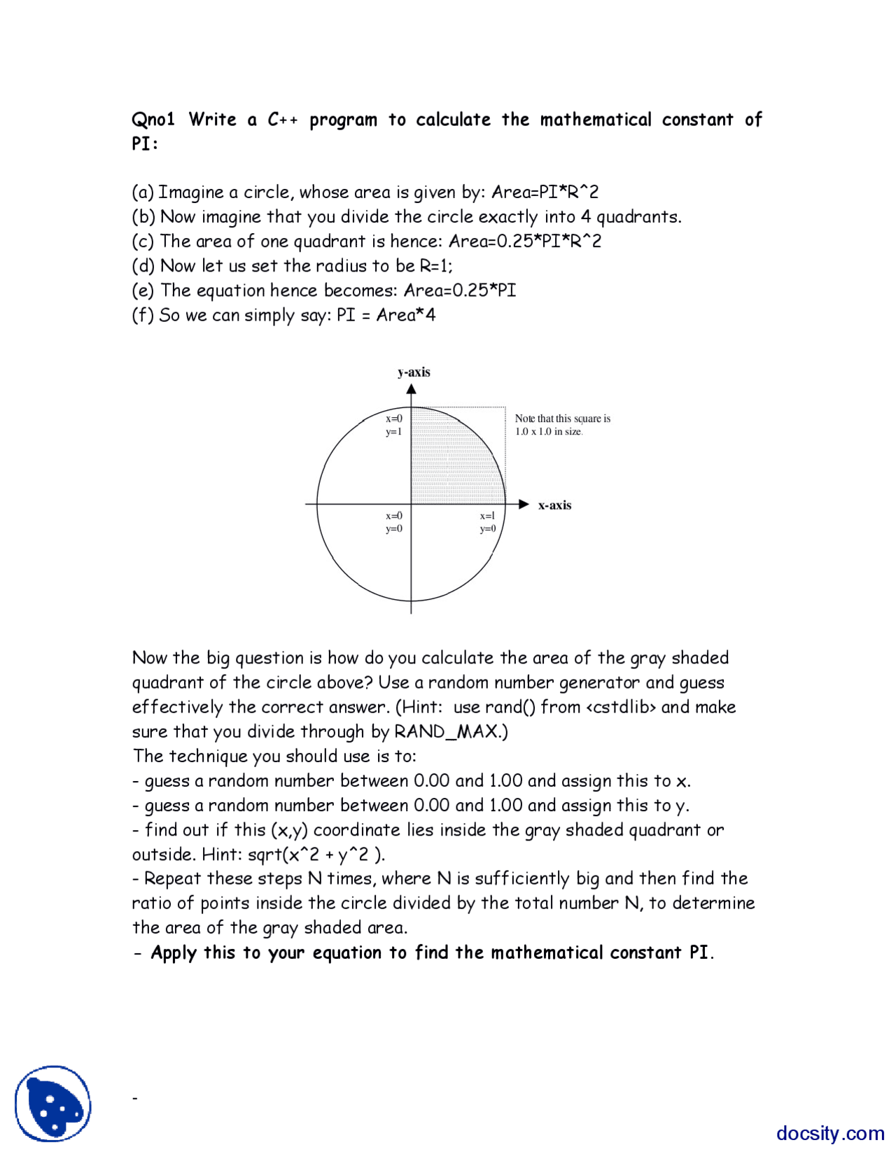 C plus plus Program-Introduction to Programming-Assignment - Docsity
