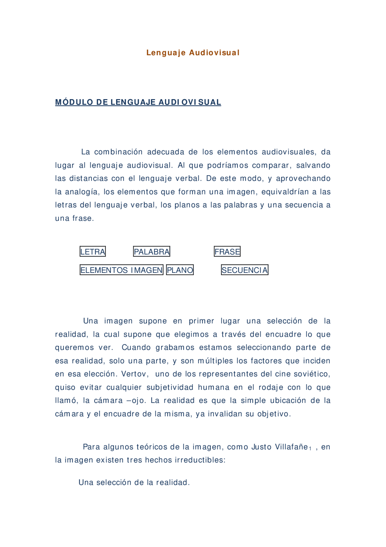 Módulo de lenguaje audiovisual - Apuntes - Lenguaje audiovisual - Docsity