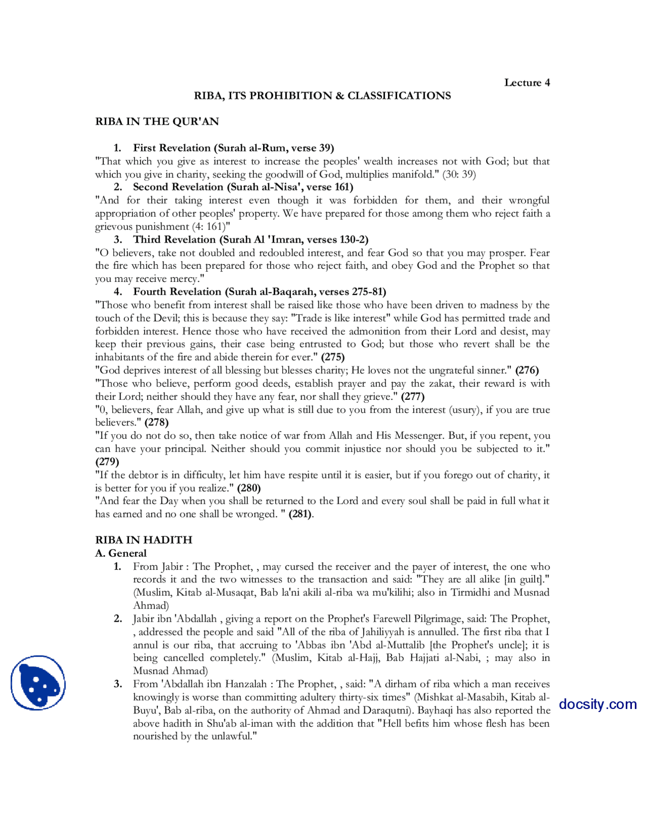 Riba Prohibition And Classifications-Islamic Mode Of Financing-Lecture ...