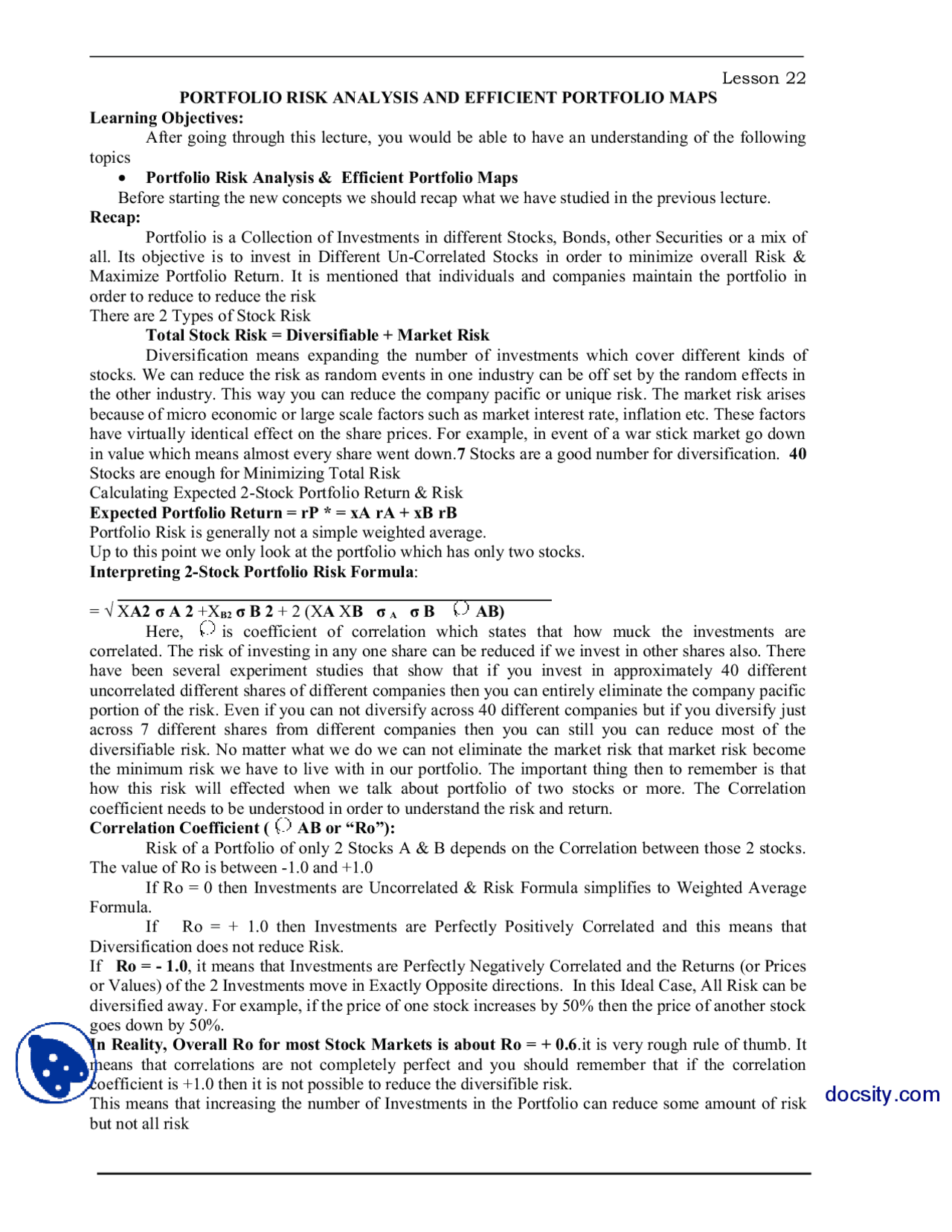 Portfolio Risk Analysis And Efficient Portfolio Maps-Financial ...