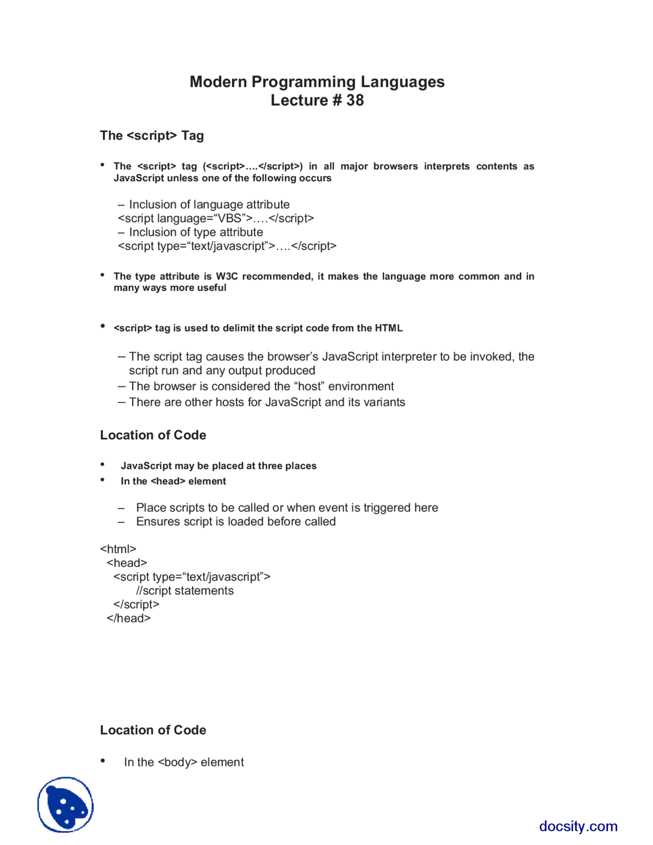 Modern Programming Languages-Modern Programing Language-Lecture Handout ...