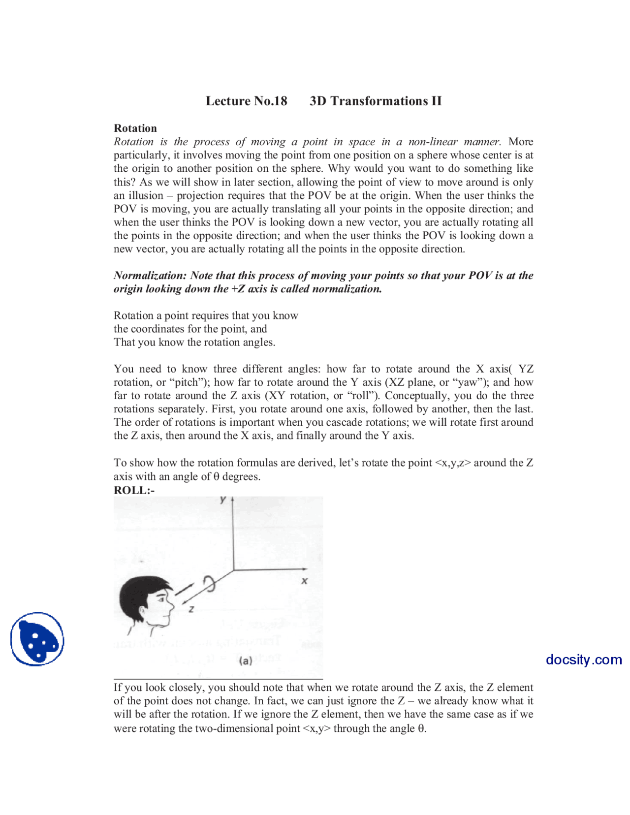 3d Transformations 2 Computer Graphics Lecture Notes Docsity 3d Transformations 2 Computer Graphics Lecture Notes Docsity