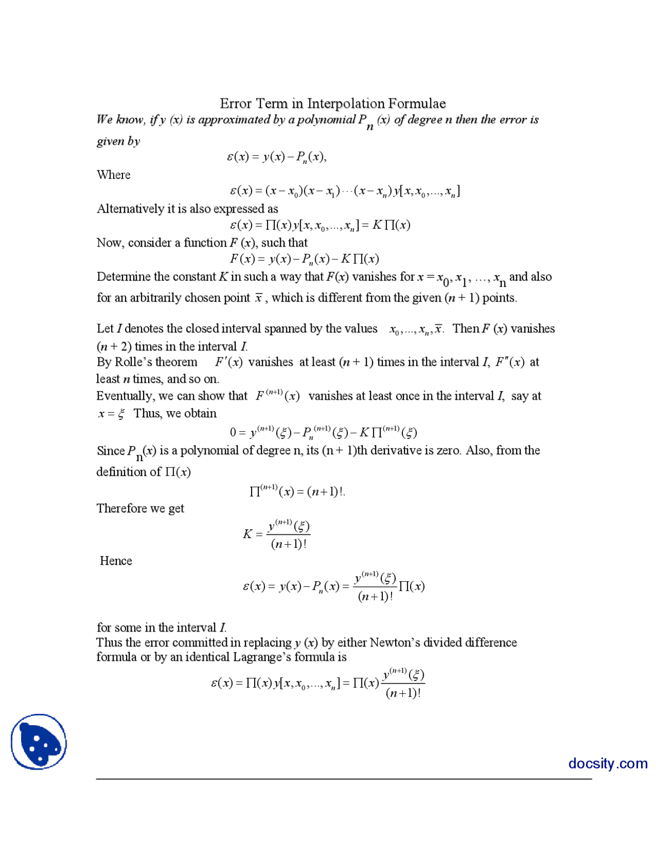 Invers Error Function Table Interpulation Formula Error Term In Interpolation Formulae-Numerical Analysis-Lecture ...